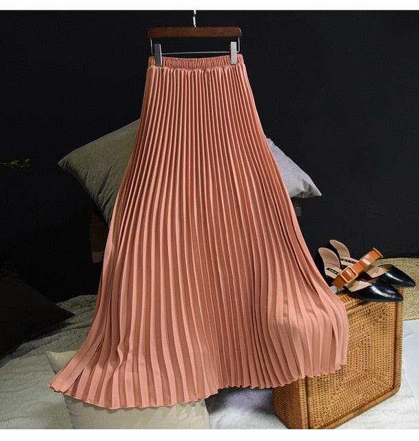 long pleated skirt
