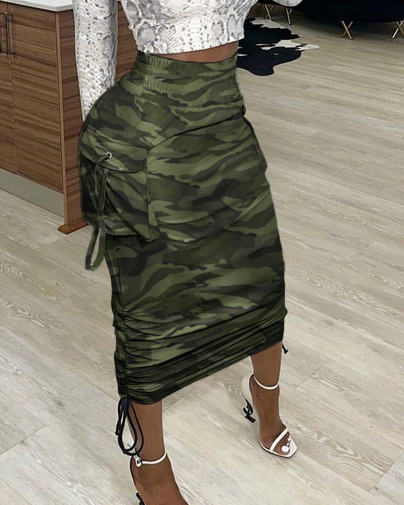 ruched cargo skirt