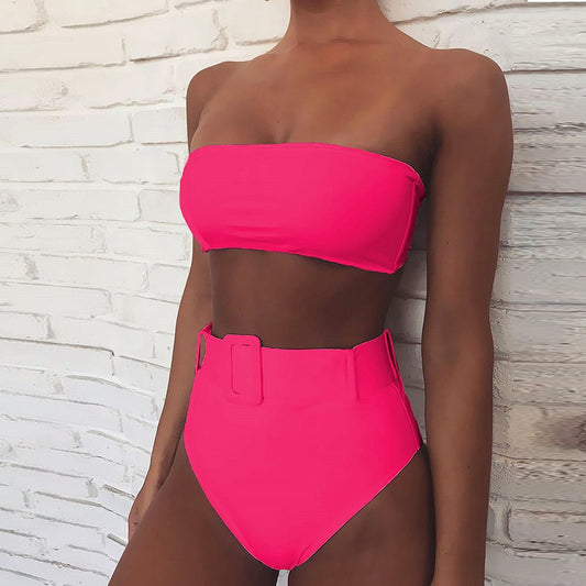 pink strapless bikini